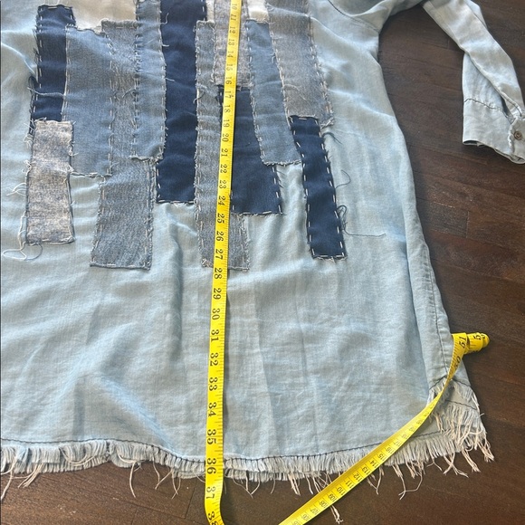 Venti6 Embellished Chambray Button Down Long Sleeved Shirt Dress - Picture 11 of 13